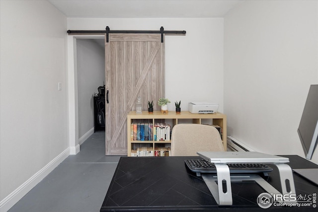 3039 W Denver Pl, Denver, CO 80211 - office featuring baseboard heating, a barn door, and baseboards