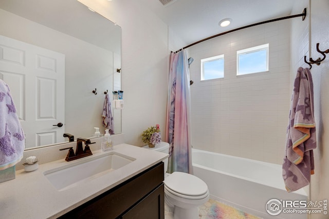 542 Highlands Cir, Erie, CO 80516 - bathroom with vanity, toilet, and shower / bath combo with shower curtain