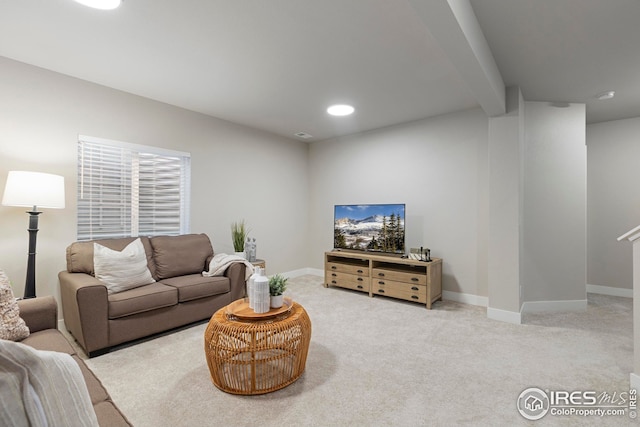 6752 Castello St, Timnath, CO 80547 - living area featuring carpet, baseboards, and recessed lighting