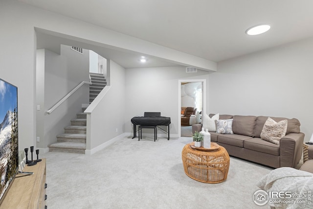 6752 Castello St, Timnath, CO 80547 - carpeted living area featuring stairs and baseboards