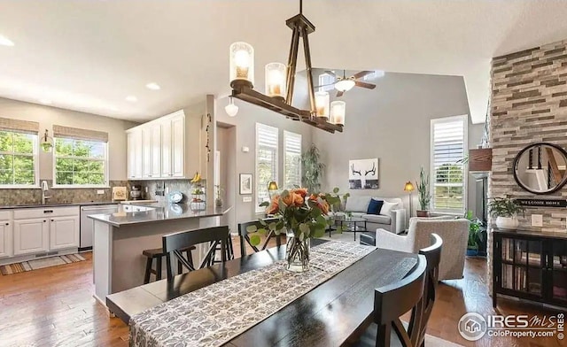 2639 County Fair Ln, Fort Collins, CO 80528 - dining area with light wood-style flooring and ceiling fan