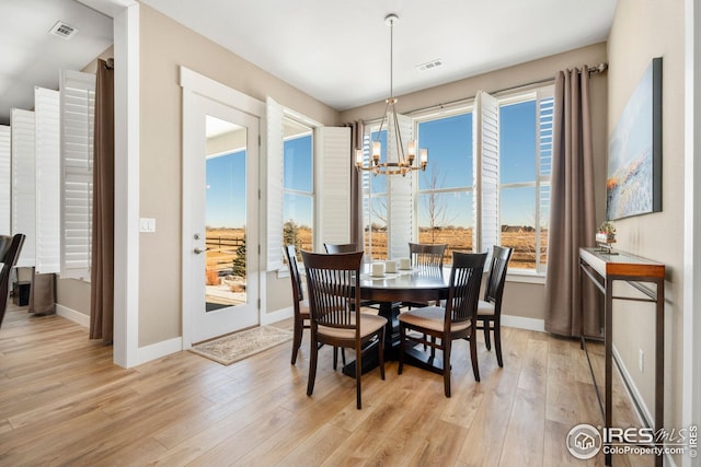 1030 Larimer Ridge Pkwy, Timnath, CO 80547 - dining area with a chandelier, healthy amount of natural light, light wood-type flooring, and baseboards