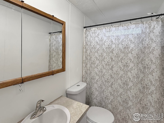 306 E Arapahoe St, Fleming, CO 80728 - bathroom featuring toilet, vanity, and a shower with shower curtain
