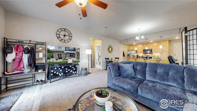 4642 Hahns Peak Dr Unit 101, Loveland, CO 80538 - carpeted living area featuring ceiling fan and recessed lighting