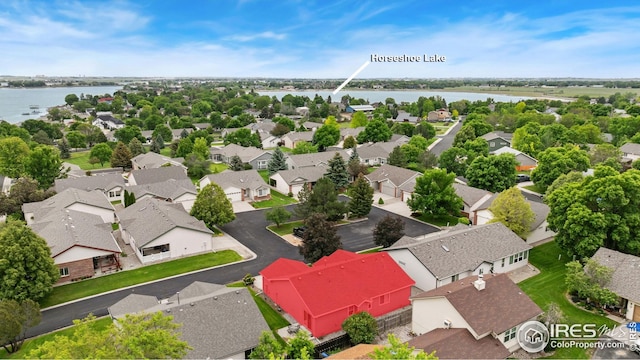 474 Radiant Dr, Loveland, CO 80538 - aerial view of residential area with a large body of water