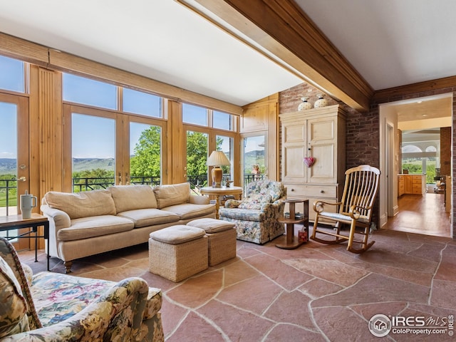 8000 N 41st St, Longmont, CO 80503 - living area with dark stone finish floors and a mountain view