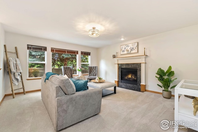 3514 Copper Spring Dr, Fort Collins, CO 80528 - carpeted living area featuring baseboards and a fireplace