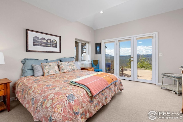 606 Sugarloaf Mountain Rd, Boulder, CO 80302 - bedroom featuring carpet floors, access to outside, and lofted ceiling