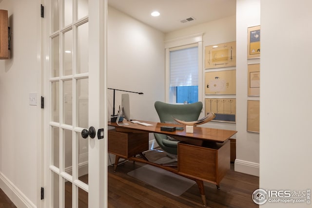 512 Marine St, Boulder, CO 80302 - home office featuring wood finished floors, french doors, and recessed lighting