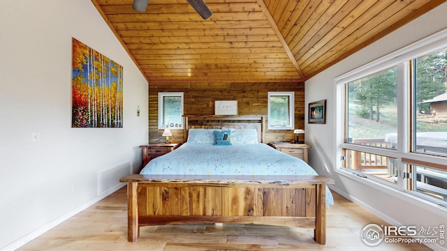2029 Uplands Cir, Estes Park, CO 80517 - bedroom with wood ceiling, vaulted ceiling, and light wood-style floors