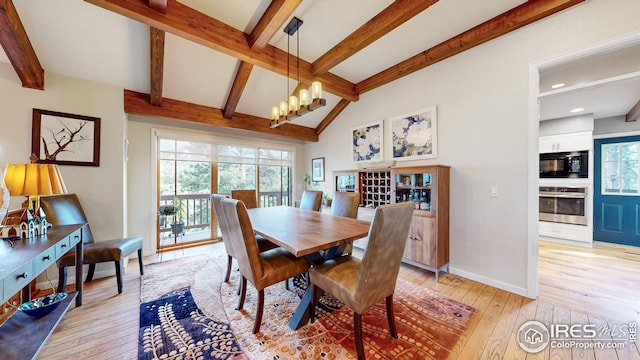 2029 Uplands Cir, Estes Park, CO 80517 - dining area featuring light wood-style floors, a chandelier, and recessed lighting
