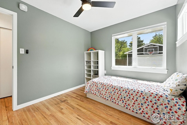 4545 Martin Dr, Boulder, CO 80305 - bedroom featuring wood finished floors and a ceiling fan