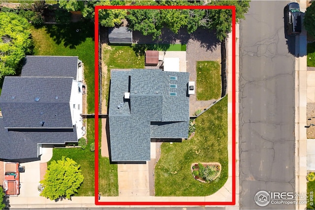 7414 Benton St, Arvada, CO 80003 - aerial view of property's location featuring property boundaries highlighted