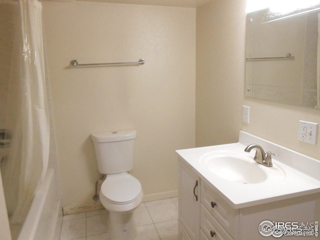 12609 Jersey Cir W, Thornton, CO 80602 - bathroom featuring vanity, tile patterned floors, and shower / bath combination with curtain