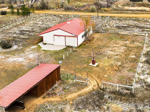 drone / aerial view with a rural view