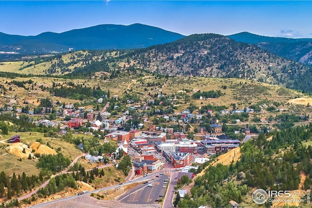 aerial view with a mountain view