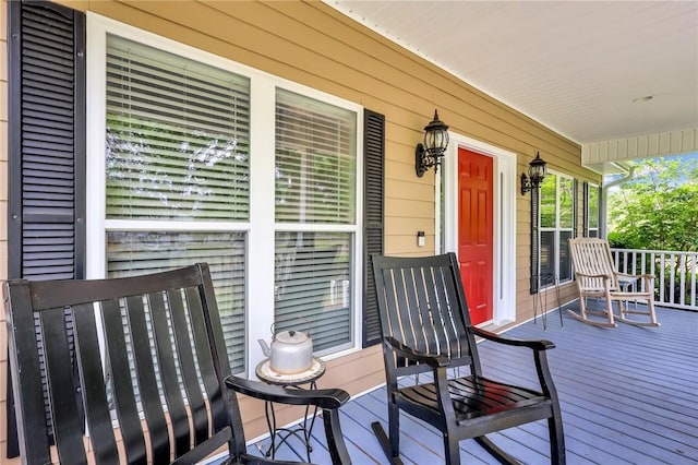 wooden deck with covered porch