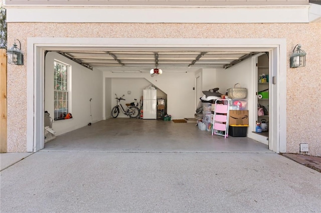 garage with a garage door opener