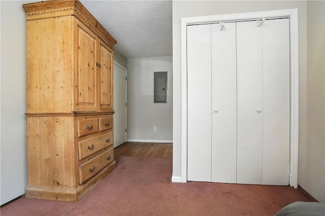 125 Enterprise St, Brunswick, GA 31525 - bedroom featuring electric panel, carpet flooring, a closet, and a textured ceiling