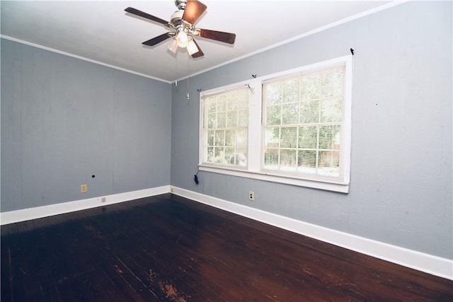 2108 Darling Ave, Waycross, GA 31501 - spare room with hardwood / wood-style floors, baseboards, crown molding, and a ceiling fan