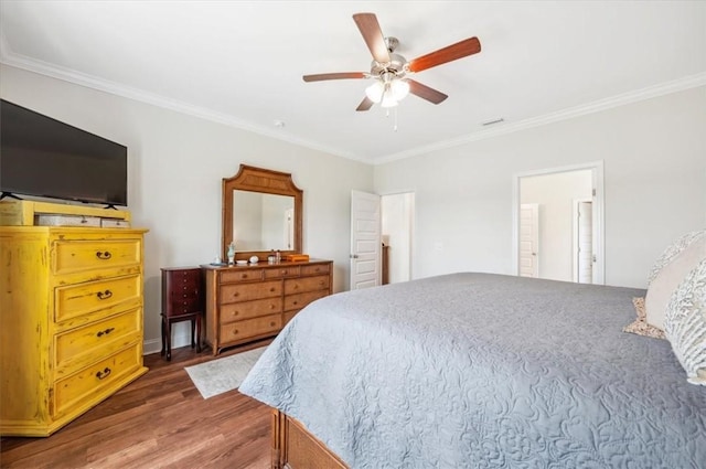 139 Allie Loop, Brunswick, GA 31525 - bedroom with crown molding, dark wood-type flooring, and ceiling fan