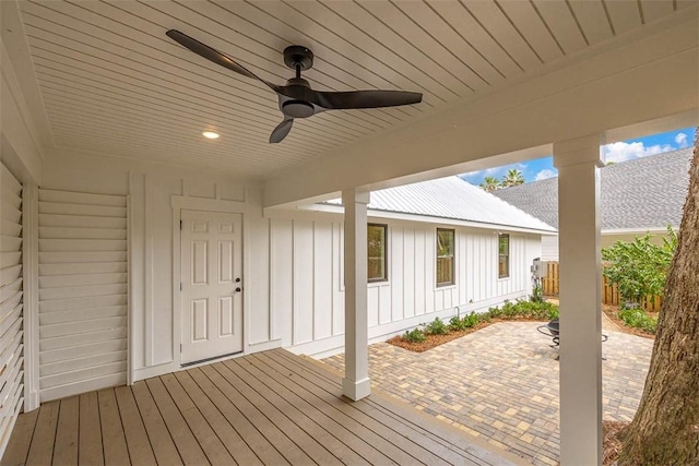 247 Circle Dr, Saint Simons Island, GA 31522 - deck with a patio and a ceiling fan