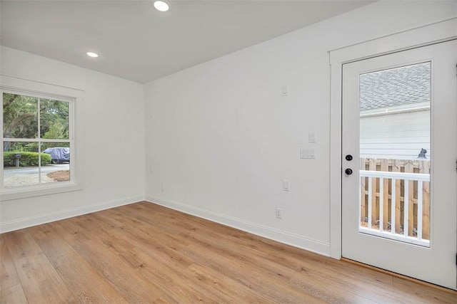 247 Circle Dr, Saint Simons Island, GA 31522 - spare room featuring light wood-style flooring, baseboards, and recessed lighting