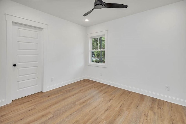 247 Circle Dr, Saint Simons Island, GA 31522 - unfurnished room featuring light wood-style flooring, baseboards, ceiling fan, and recessed lighting