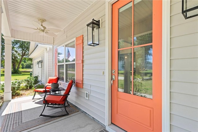 1317 Kyles Loop NE, Townsend, GA 31331 - view of exterior entry featuring a porch and a ceiling fan