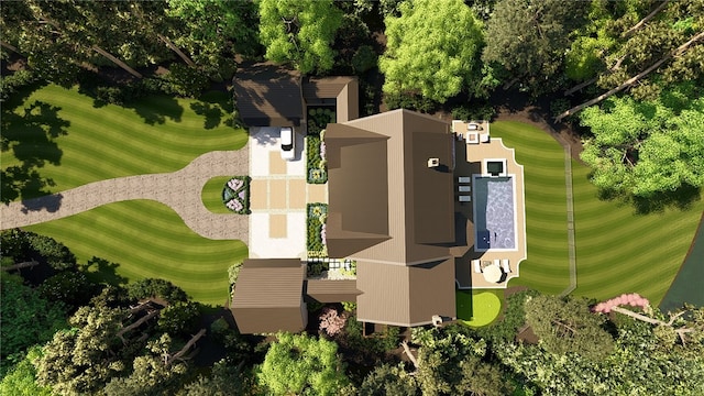 aerial view with golf course view