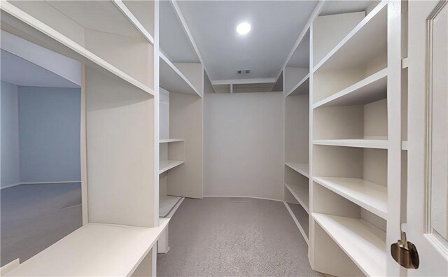 walk in closet with carpet