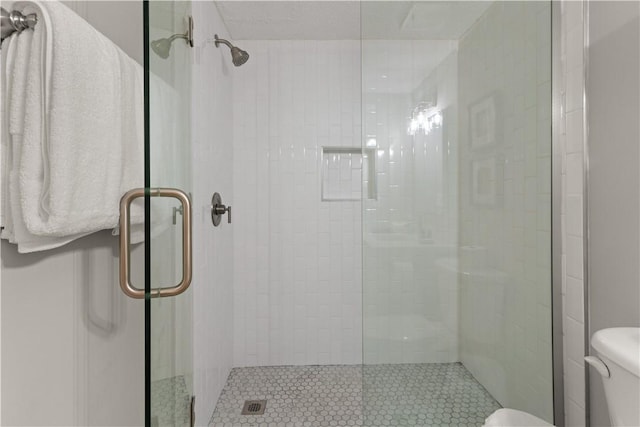 bathroom featuring toilet and walk in shower