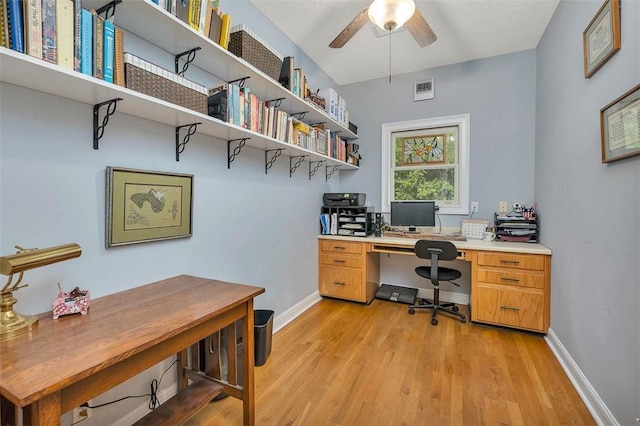 189 Harbor Pointe Dr, Brunswick, GA 31523 - office with light wood-style floors, a ceiling fan, and baseboards