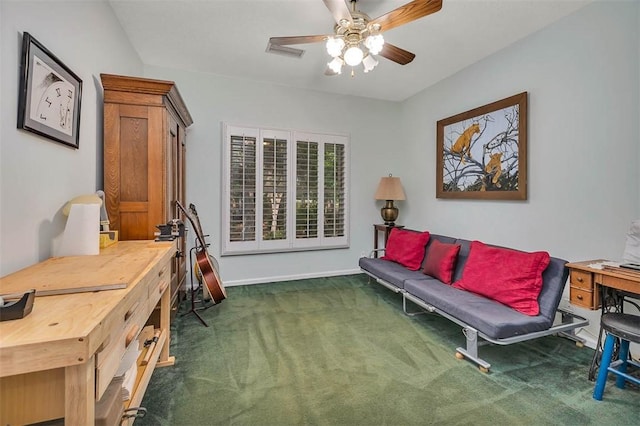 189 Harbor Pointe Dr, Brunswick, GA 31523 - carpeted living area featuring an office area, baseboards, and a ceiling fan