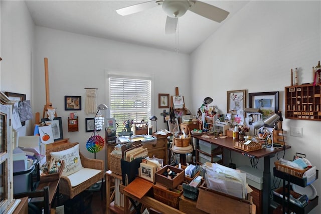 1902 Mariners Cir, Saint Simons Island, GA 31522 - office area featuring a ceiling fan and wood finished floors