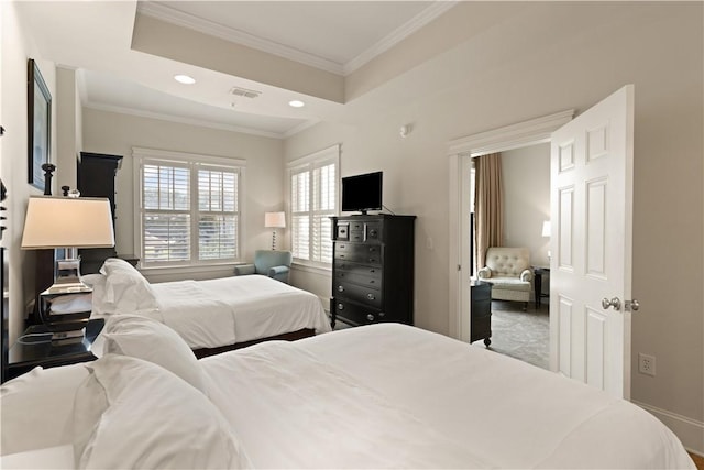 bedroom featuring crown molding