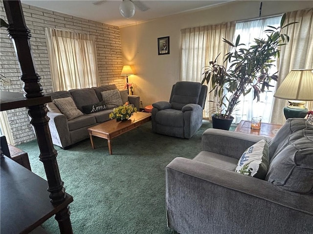 living room with carpet flooring and a wealth of natural light