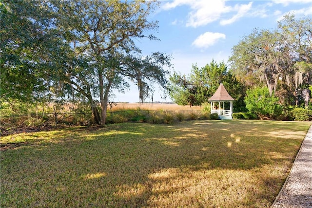 view of yard with a gazebo