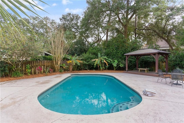 view of pool with a gazebo and a patio area