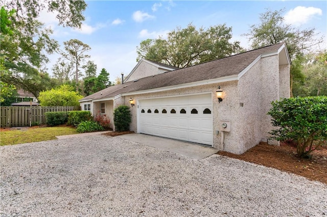 exterior space featuring a garage