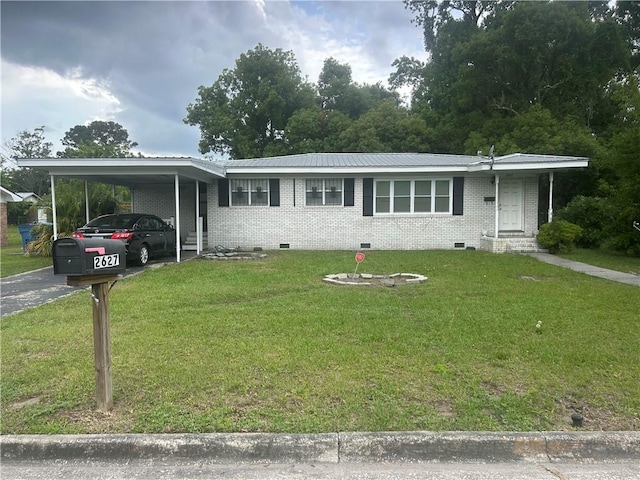 2627 Cleburne St, Brunswick, GA 31520 - ranch-style home with crawl space, brick siding, a front yard, and entry steps