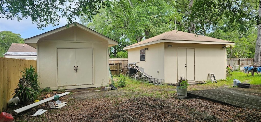 view of shed featuring a fenced backyard