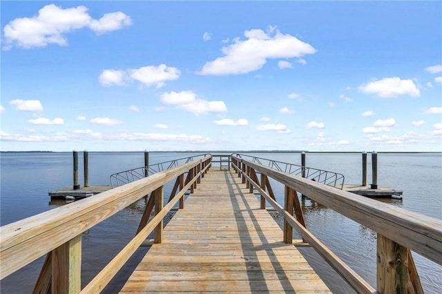 view of dock featuring a water view