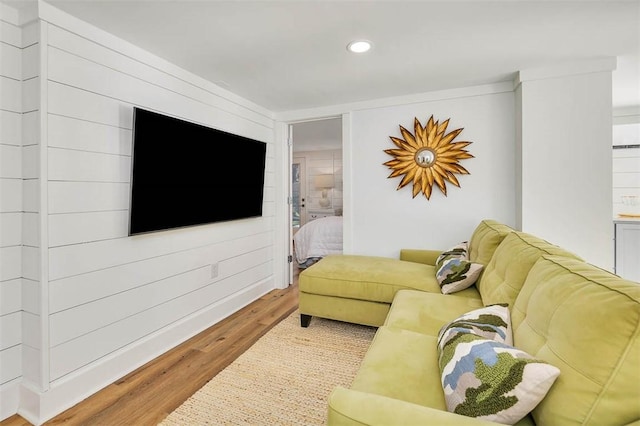 living room with hardwood / wood-style floors