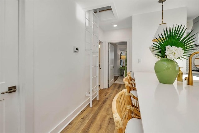 hall featuring light wood-type flooring