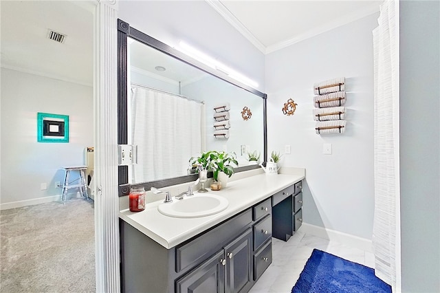 2204 Gibbs St, Waycross, GA 31503 - bathroom featuring crown molding and vanity