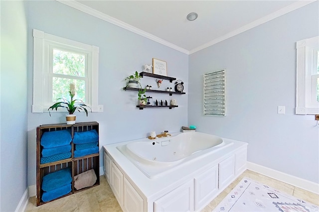 2204 Gibbs St, Waycross, GA 31503 - bathroom featuring crown molding and a jetted tub