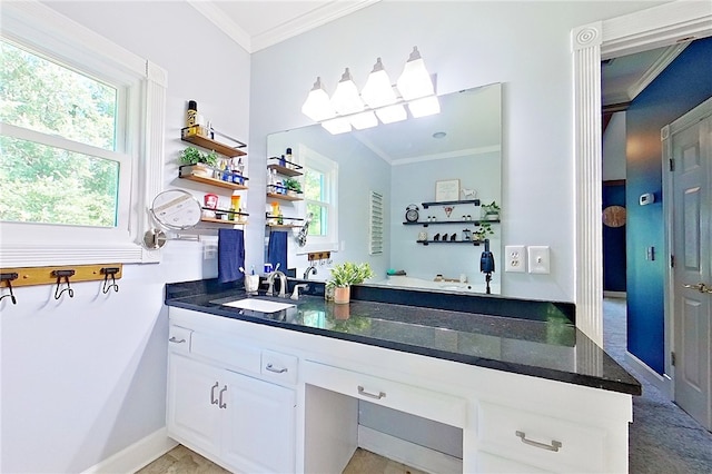 2204 Gibbs St, Waycross, GA 31503 - bathroom featuring ornamental molding and vanity