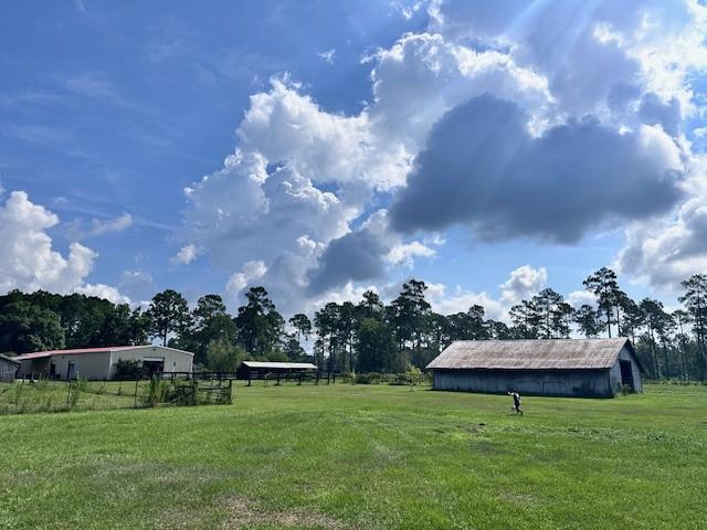 2204 Gibbs St, Waycross, GA 31503 - view of green lawn featuring a pole building, an outbuilding, and a rural view