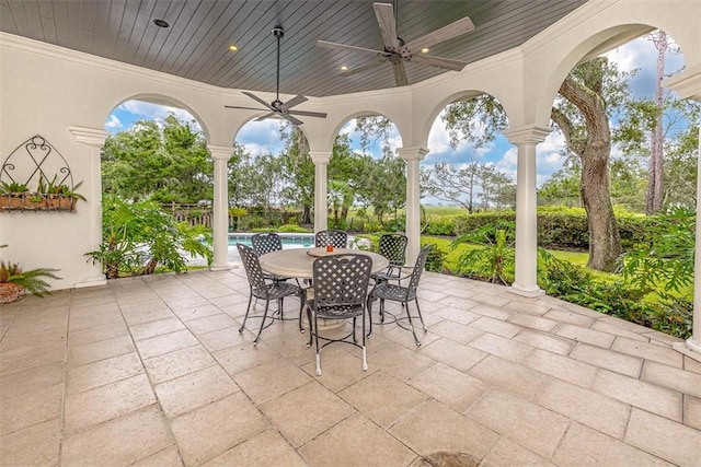 view of patio / terrace with ceiling fan